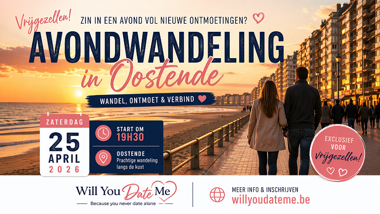Avondwandeling voor Singles in Oostende 25 april 2026
