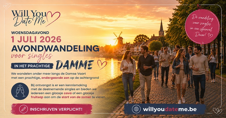 Avondwandeling voor Singles in Damme op 1 juli 2026