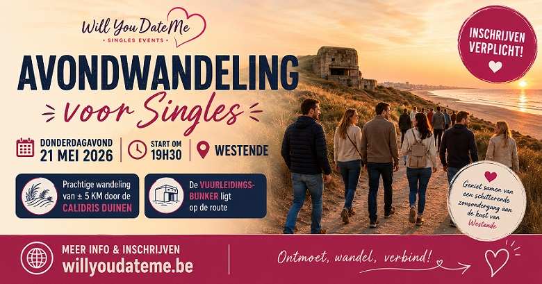 Avondwandeling voor Singles in Westende op 21 mei 2026