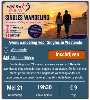Avondwandeling voor Singles in Westende op 21 mei 2026