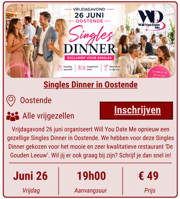 Singles Dinner in Oostende op 26 juni 2026