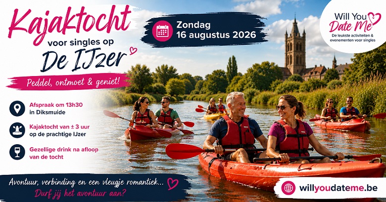 Kajaktocht voor Singles op de IJzer - 16 augustus 2026
