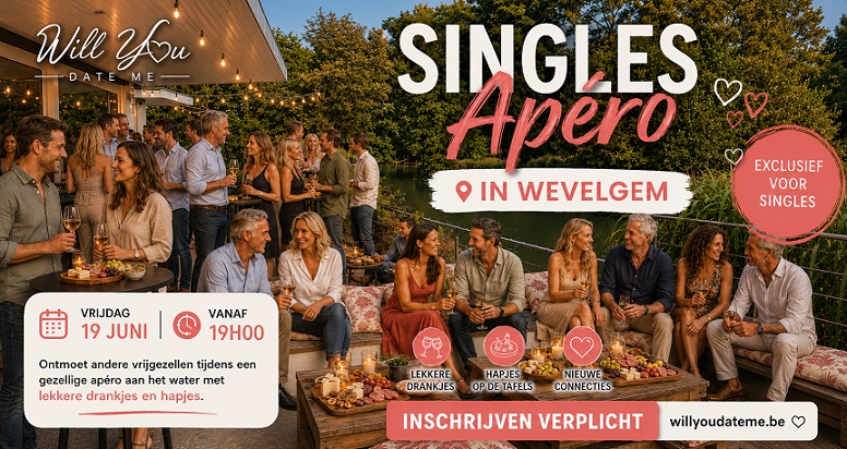 Singles Apéro in Wevelgem op 19 juni 2026