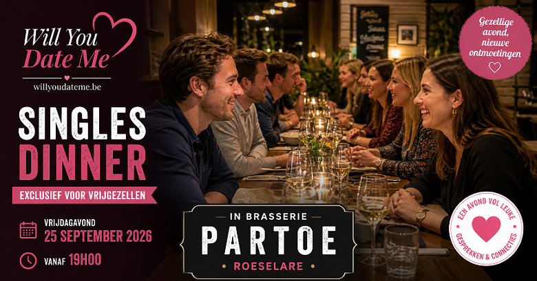 Singles Dinner in Roeselare op 25 september 2026 - 1