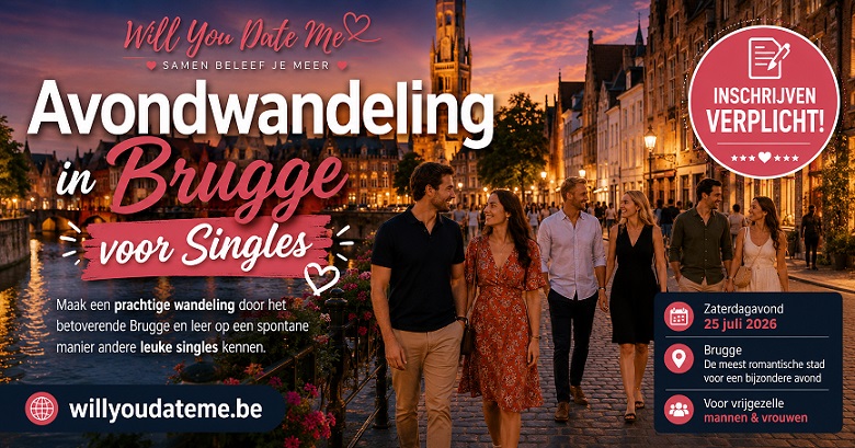 Avondwandeling voor Singles in Brugge 25 juli 2026
