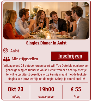 Singles Dinner in Aalst op 23 oktober 2026