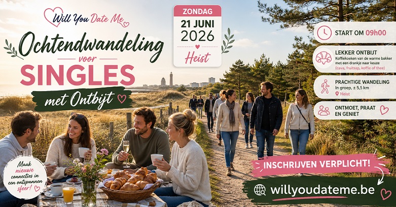 Ochtendwandeling voor Singles in Heist op 21 juni 2026