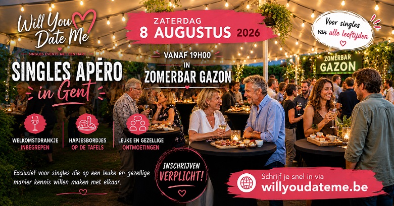 Singles Apéro in Gent op 8 augustus 2026