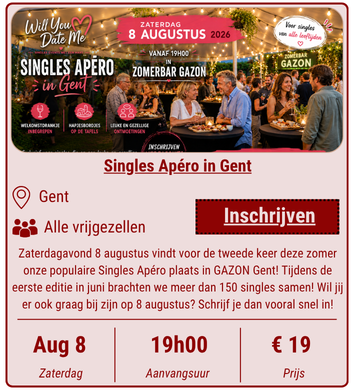 Singles Apéro in Gent op 8 augustus 2026