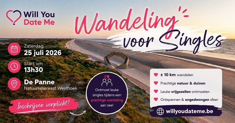 Wandeling voor Singles in De Panne op 25 juli 2026