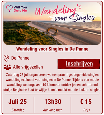 Wandeling voor Singles in De Panne op 25 juli 2026