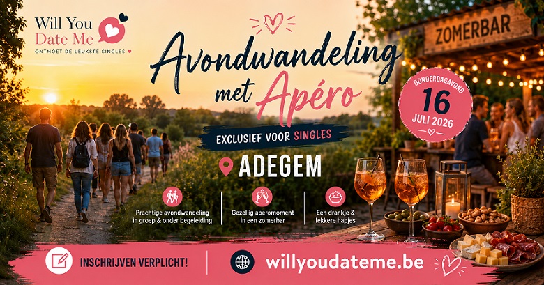 Avondwandeling met Singles Apéro in Adegem van 16 juli 2026