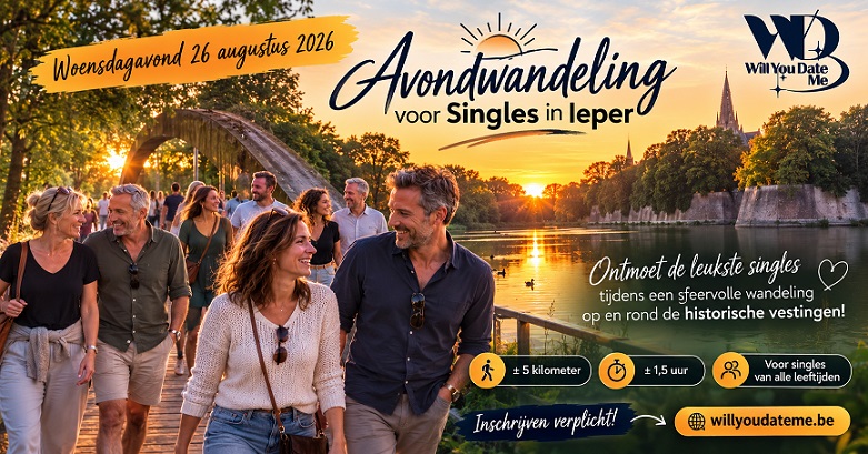 Avondwandeling voor Singles in Ieper op 26 augustus 2026