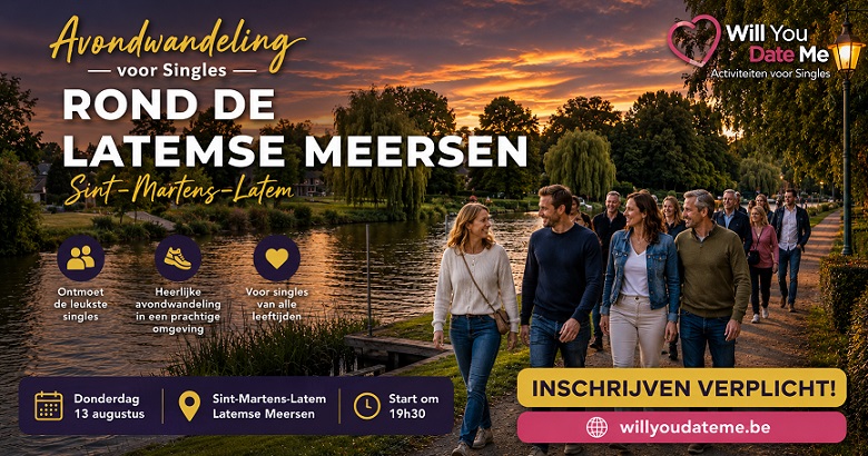 Avondwandeling voor Singles in Sint-Martens-Latem op 13 augustus