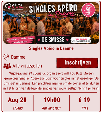 Singles Apéro in Damme - 28 augustus 2026