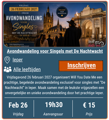 Avondwandeling voor Singles met De Nachtwacht in Ieper op 26 februari 2026