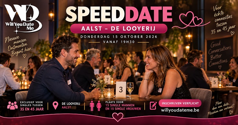 Speeddate 35 - 45 jaar in Aalst op 15 oktober 2026