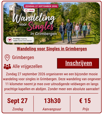 Wandeling voor Singles in Grimbergen op zondag 27 september 2026