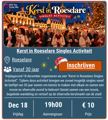 Kerst in Roeselare Singles Activiteit - vrijdag 18 december 2026