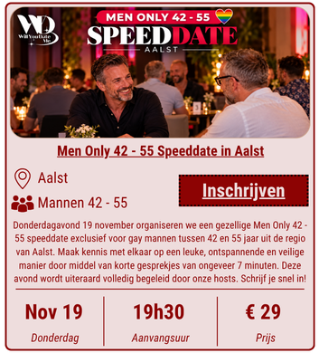 Men Only Speeddate 42 - 55 op 19 november 2026
