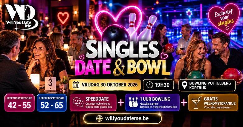 Singles Date & Bowl in Kortrijk op vrijdag 30 oktober 2026