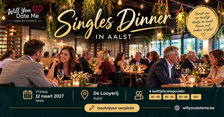 Singles Dinner in Aalst op 12 maart 2027