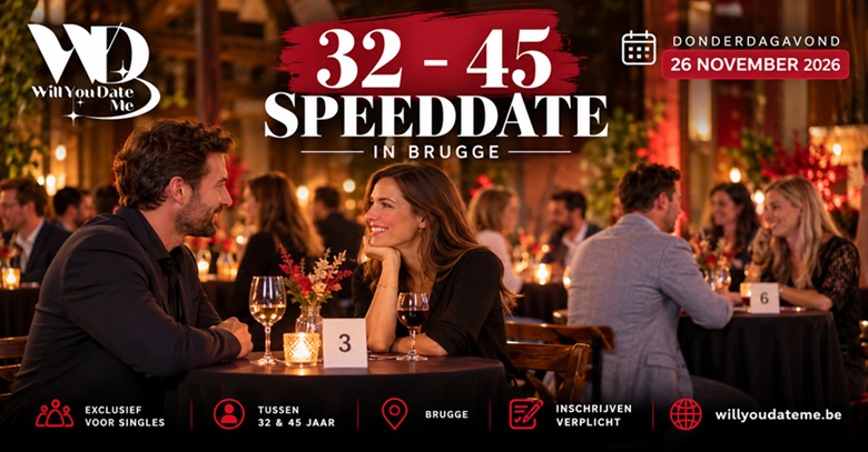 Speeddate 32 - 45 in Brugge op 26 november 2026