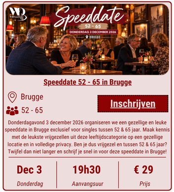 Speeddate 52 - 65 in Brugge op 3 december 2026